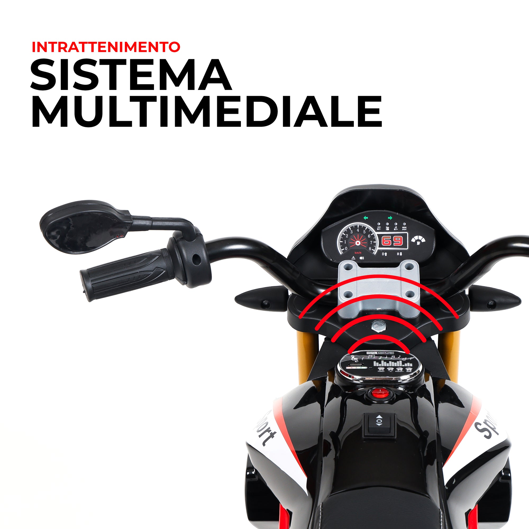 Moto de course électrique enfants avec roulettes