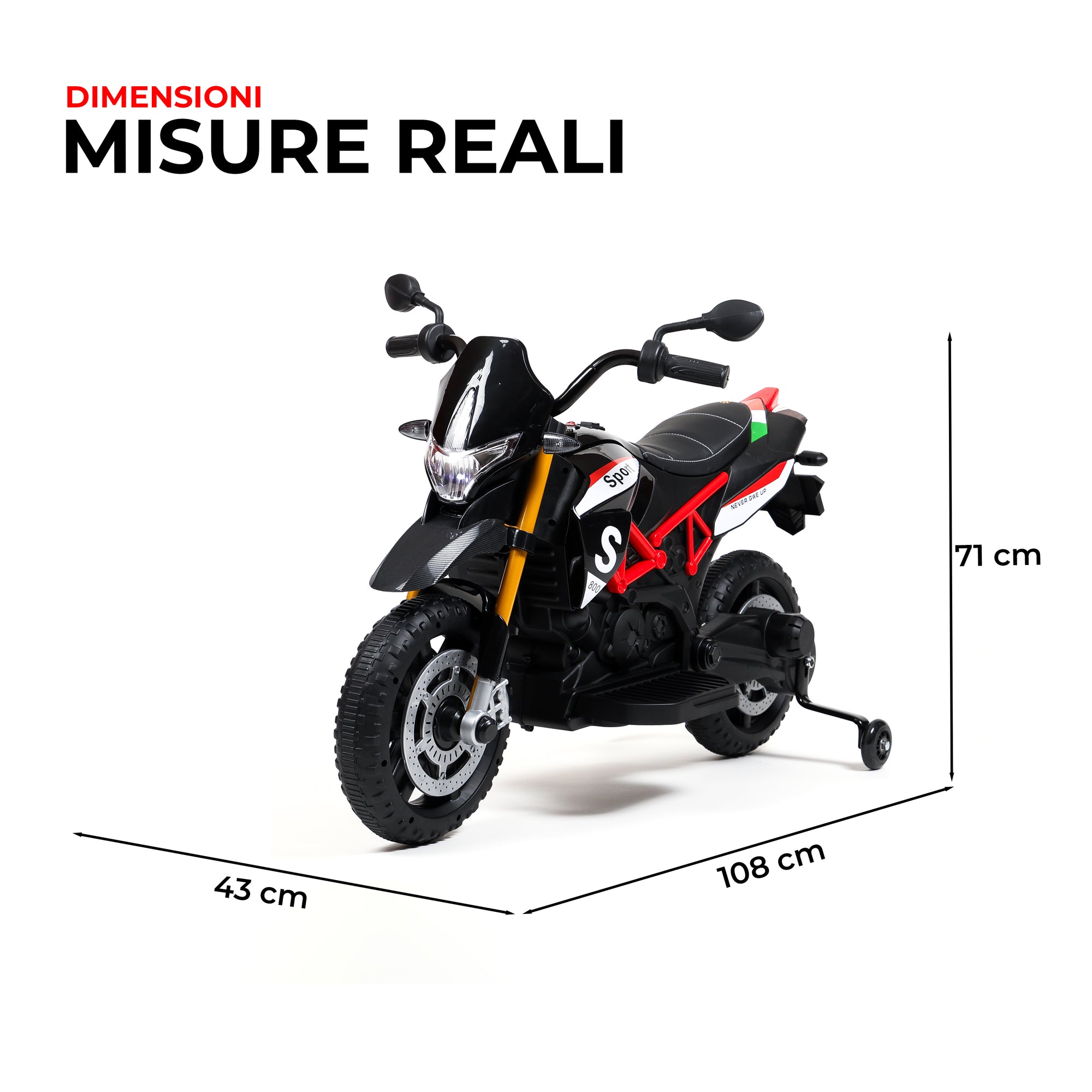 Moto de course électrique enfants avec roulettes